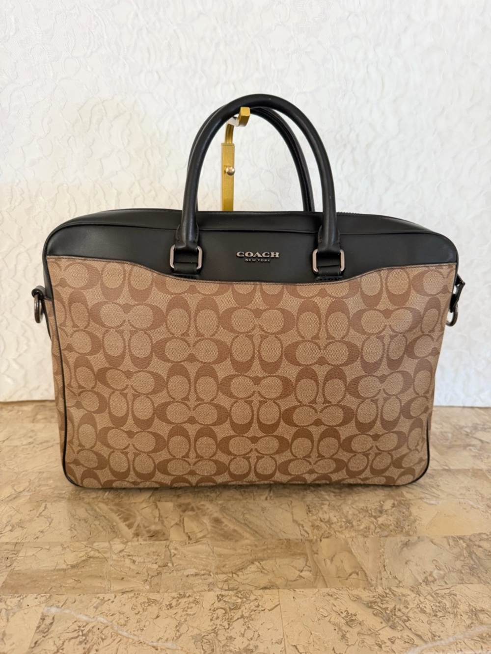 COACH Beckett Men's Black/brown coated canvas briefcase F72978 - Picture 4 of 13